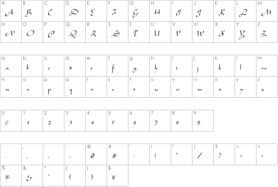 Wabolib-Normal font character map preview
