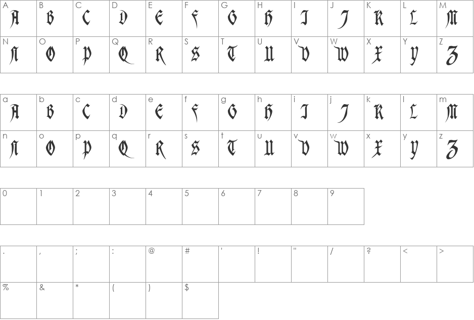 WadellCaps font character map preview
