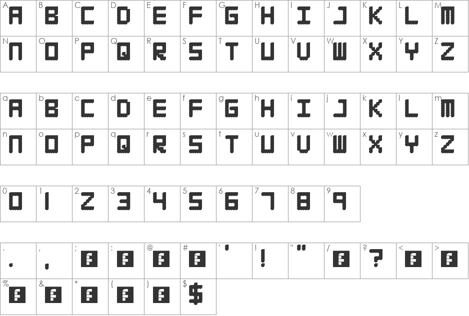 WAFFLEBOY font character map preview