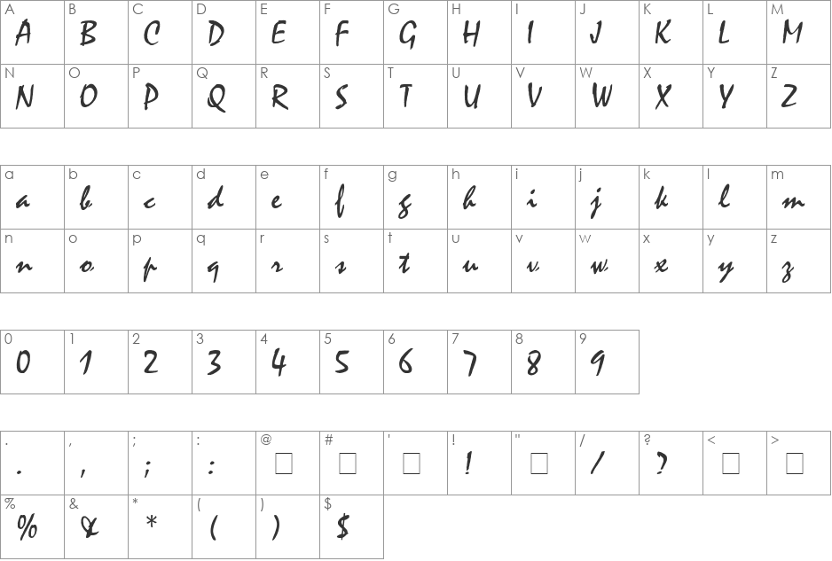 Waif SSi font character map preview