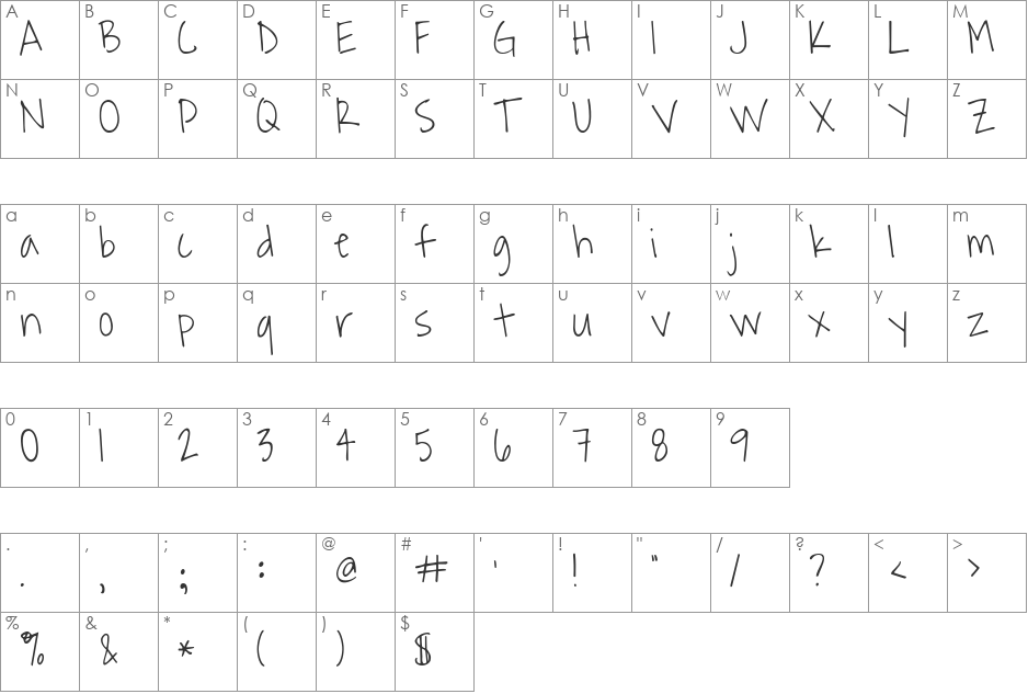 Waiting for the Sunrise font character map preview