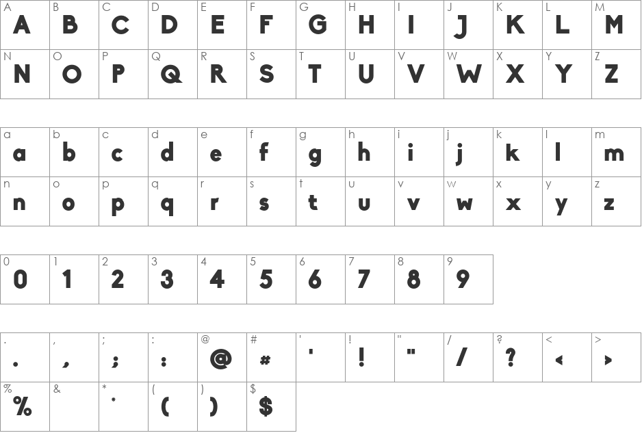 Biko font character map preview