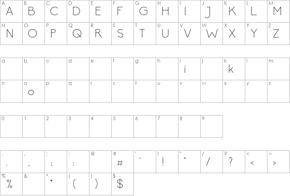 Biko font character map preview