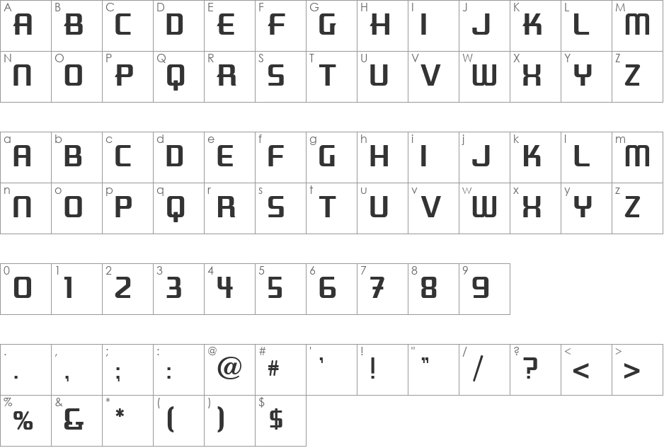 WalcottGothic font character map preview