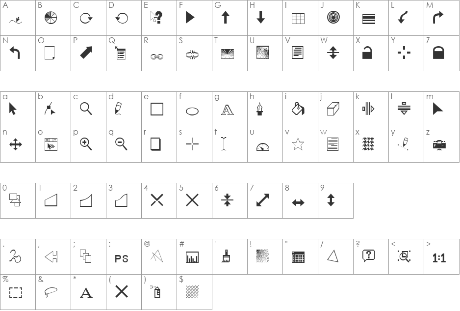 WaldoIcons font character map preview