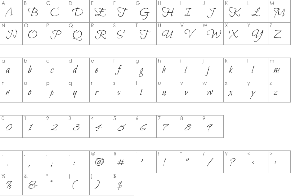 Bilbo Swash Caps font character map preview