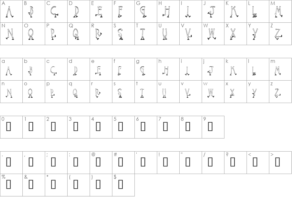 Walking Around font character map preview