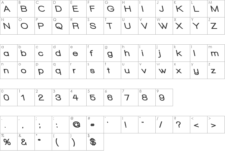 Walkway font character map preview