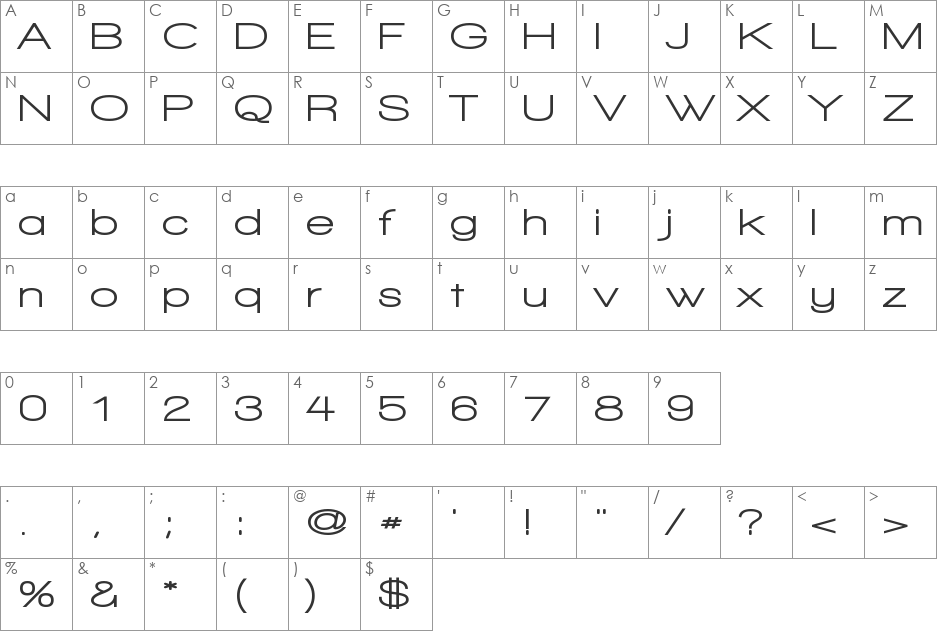 Walkway Expand UltraBold font character map preview