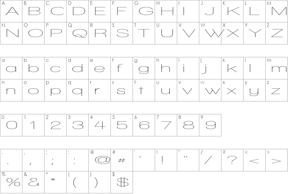 Walkway UltraExpand font character map preview