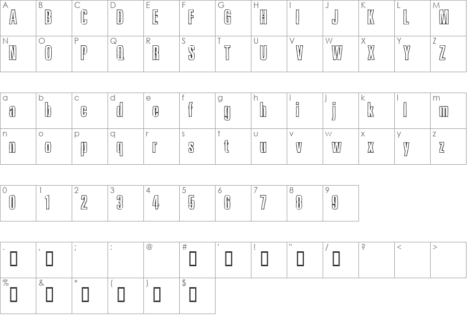 Wall Paper font character map preview