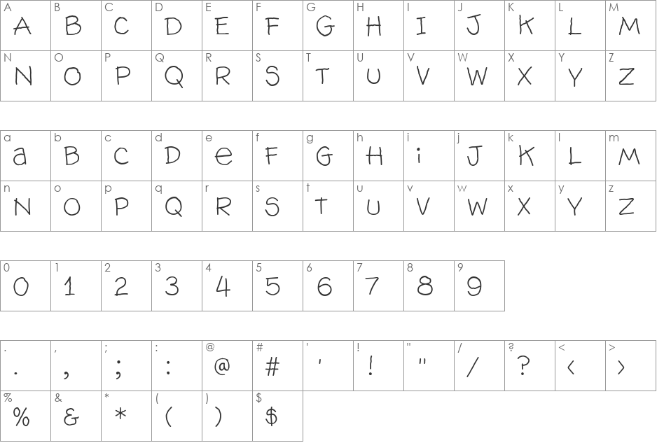 WallowHmk font character map preview