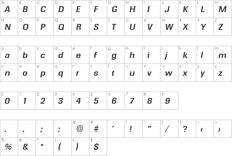WalterBecker font character map preview