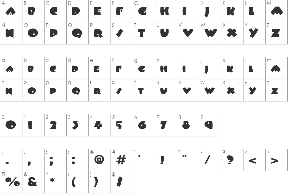 WampumExtended font character map preview