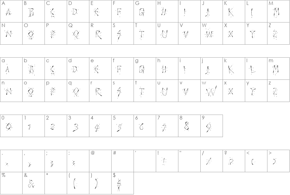 Warlord font character map preview
