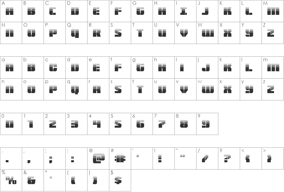 Warp Thruster Half-Tone font character map preview