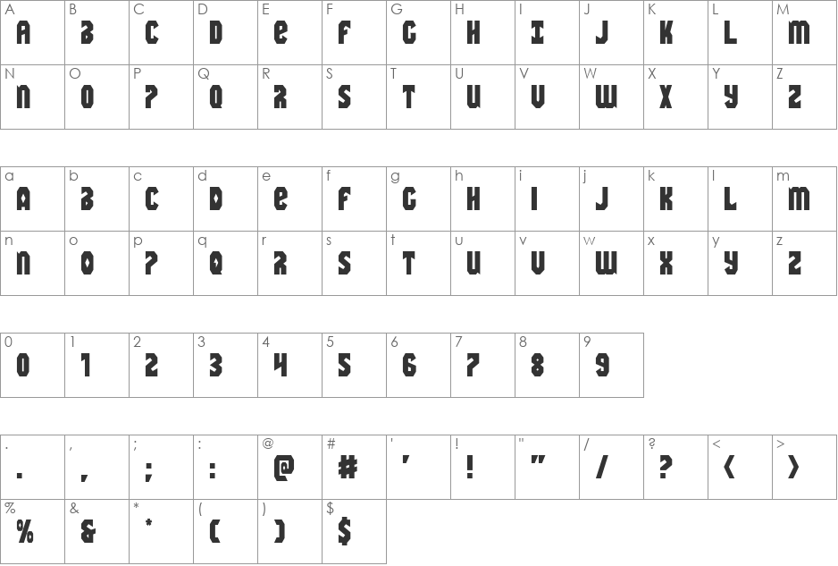 Warrior Nation font character map preview