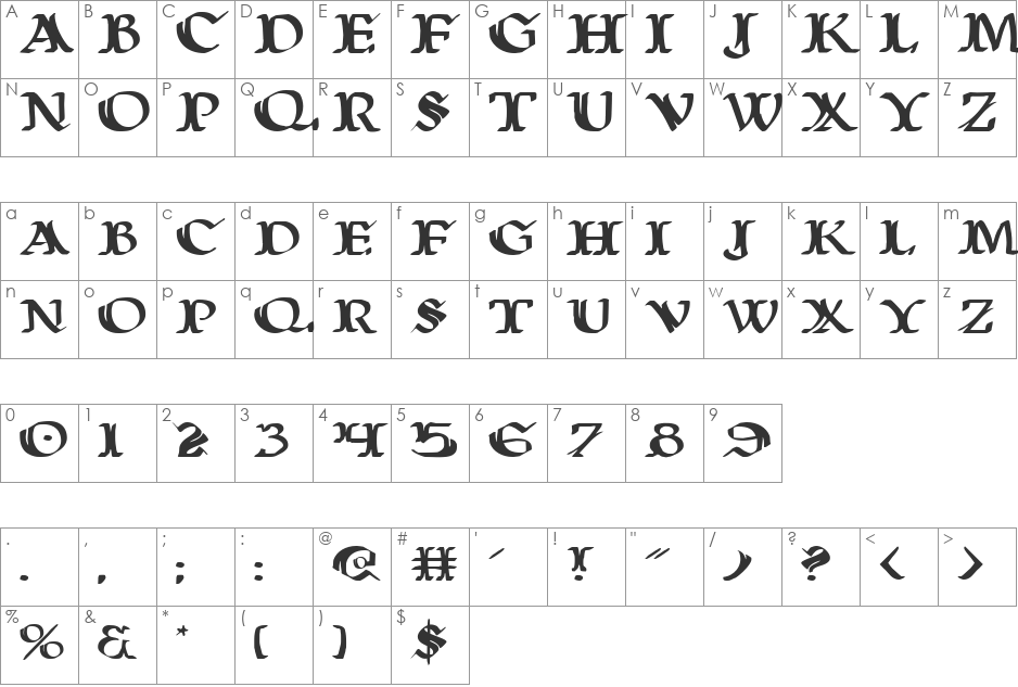 Wars of Asgard Expanded font character map preview