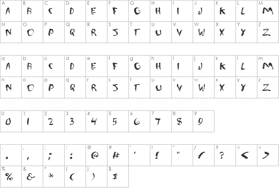 WashMe font character map preview