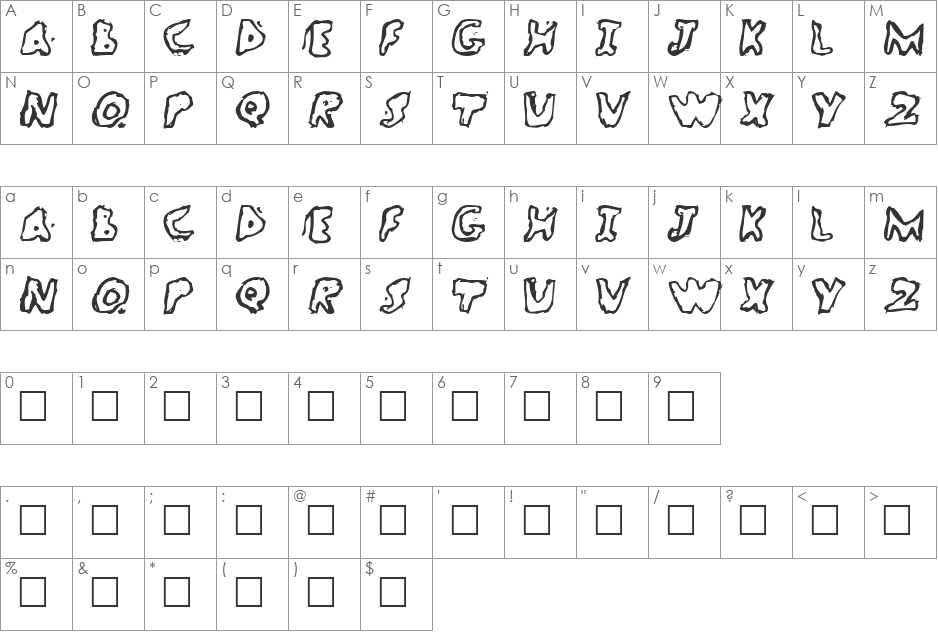 WatchBreaker font character map preview