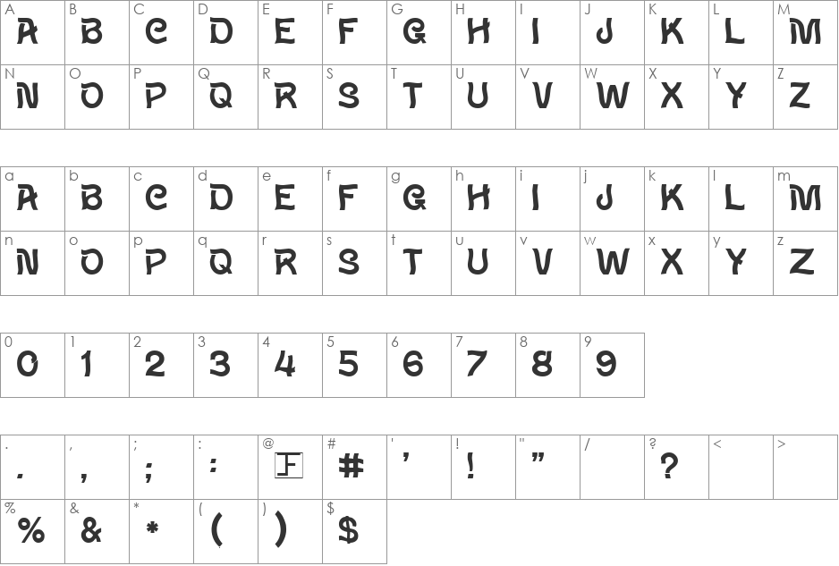 Wavy font character map preview
