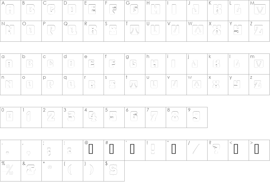 WavyOrnamentalOutline font character map preview