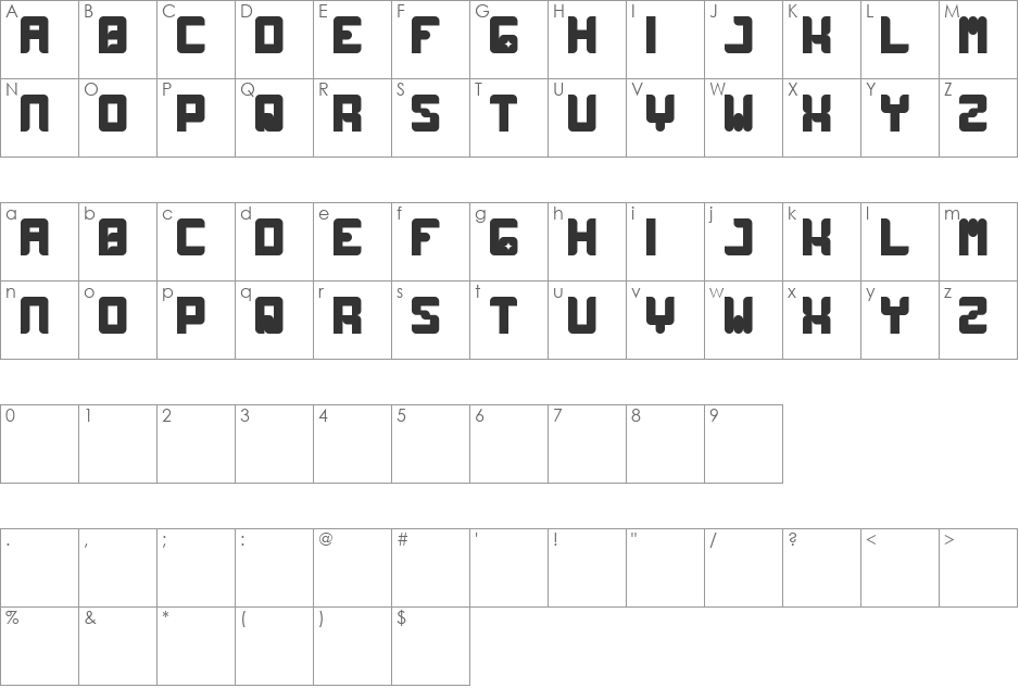 wayner font character map preview
