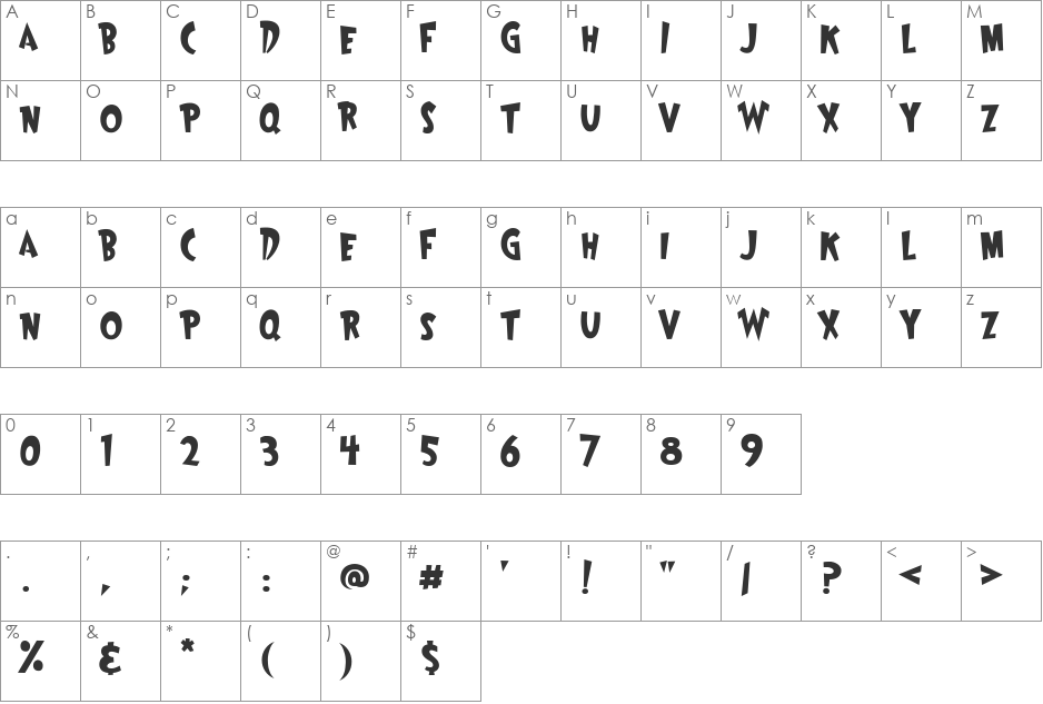 Wayoshi font character map preview