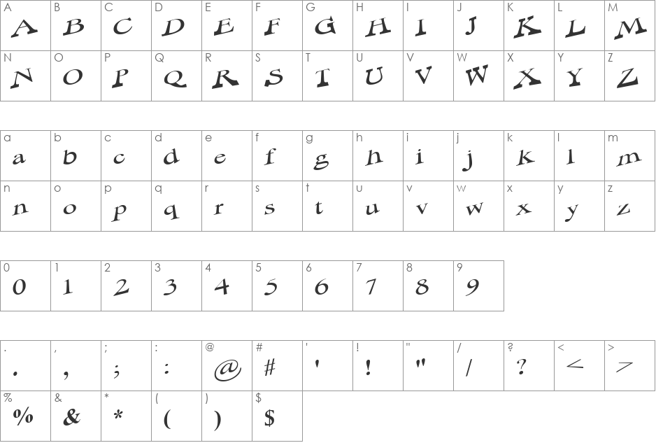 WayOuttaThere font character map preview