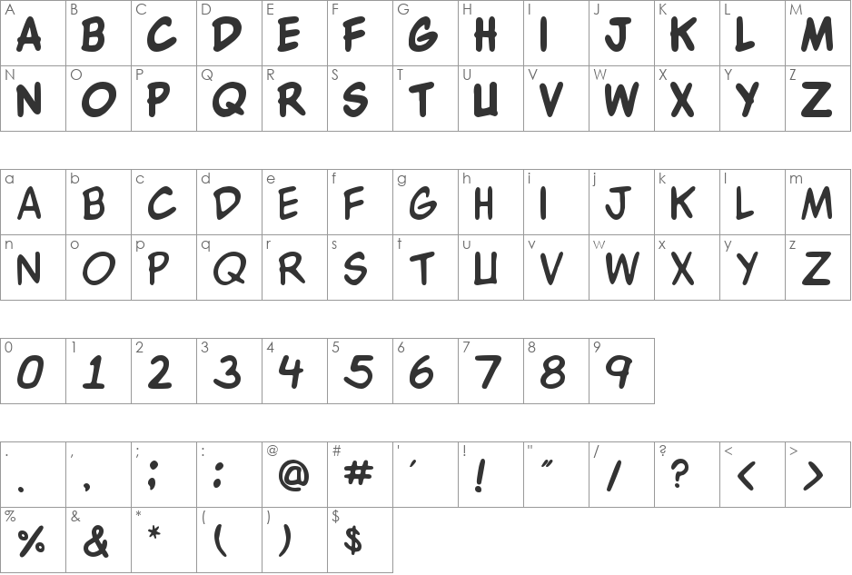 WBXKomik font character map preview