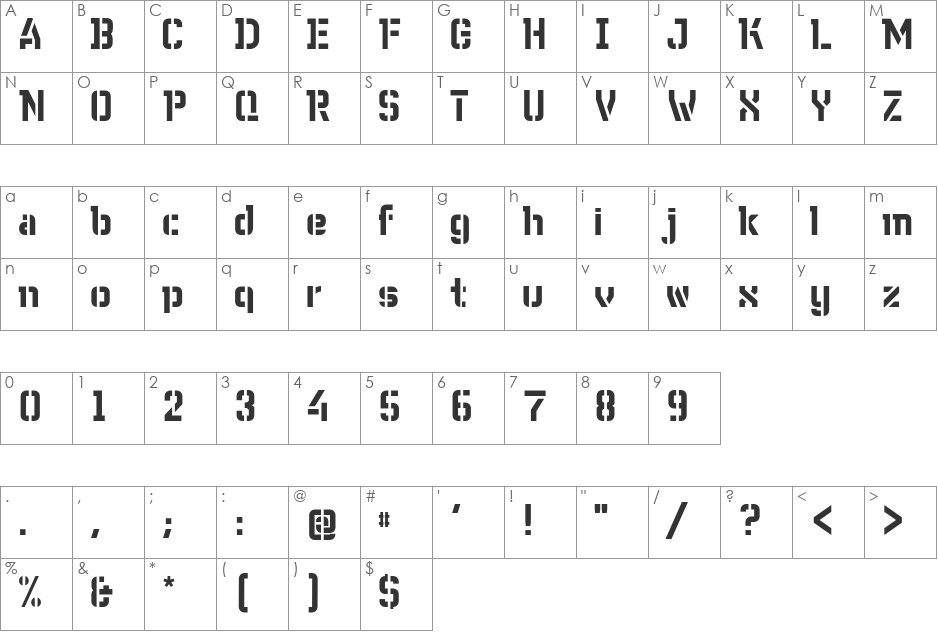 WC Wunderbach Rough Bta font character map preview