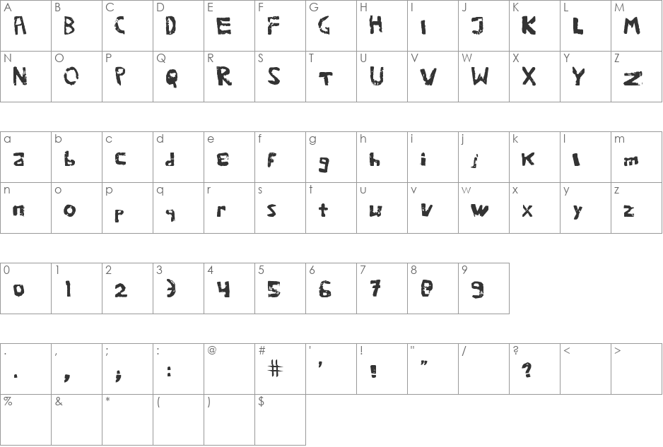 we are potatoes font character map preview