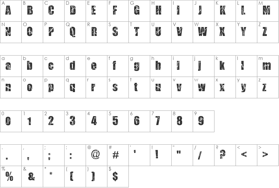 Billy Talent font character map preview