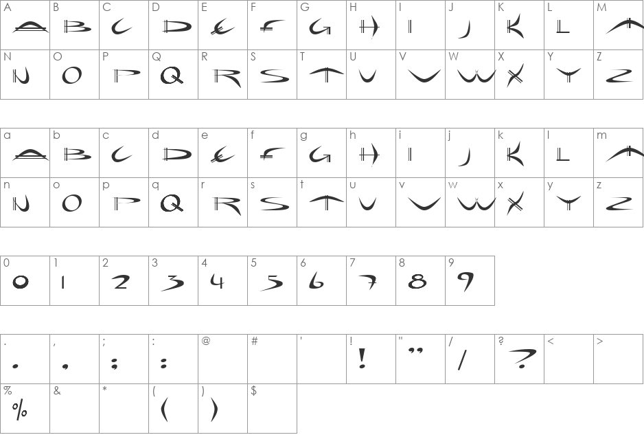 Weapon font character map preview