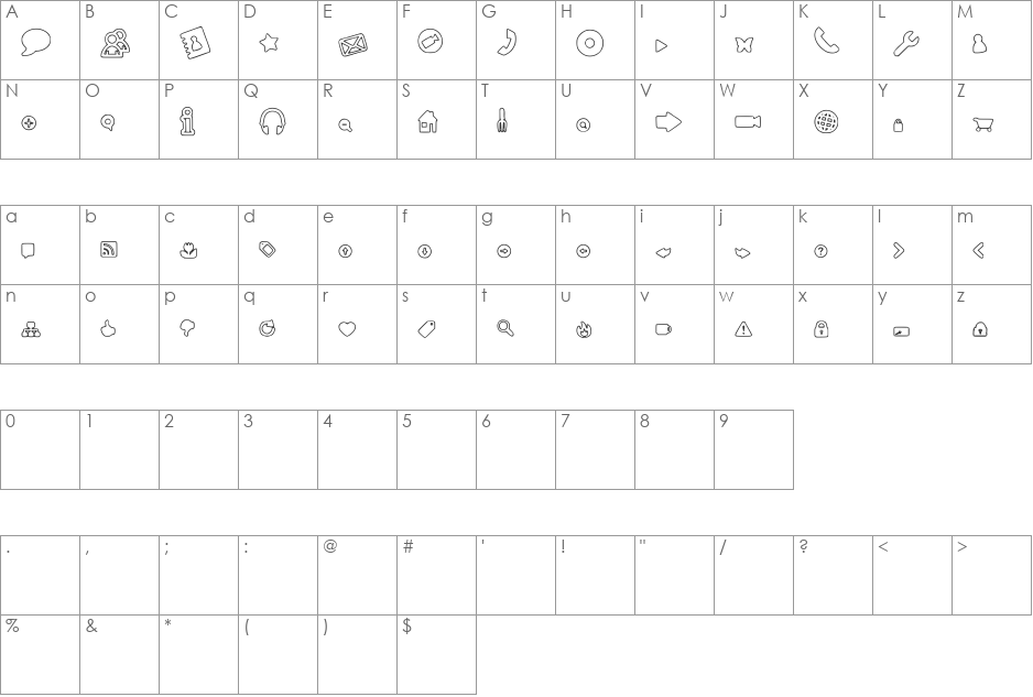 Web Tools font character map preview