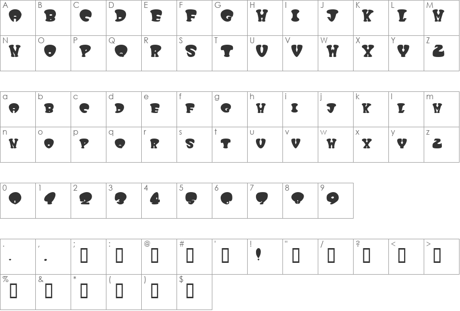 Wee font character map preview