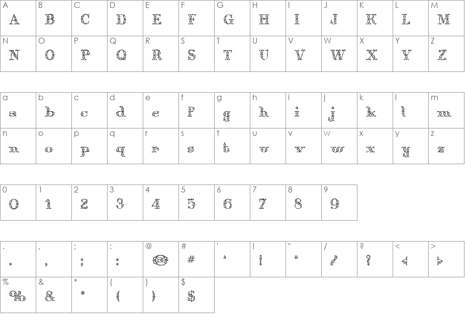 Weinbeck font character map preview