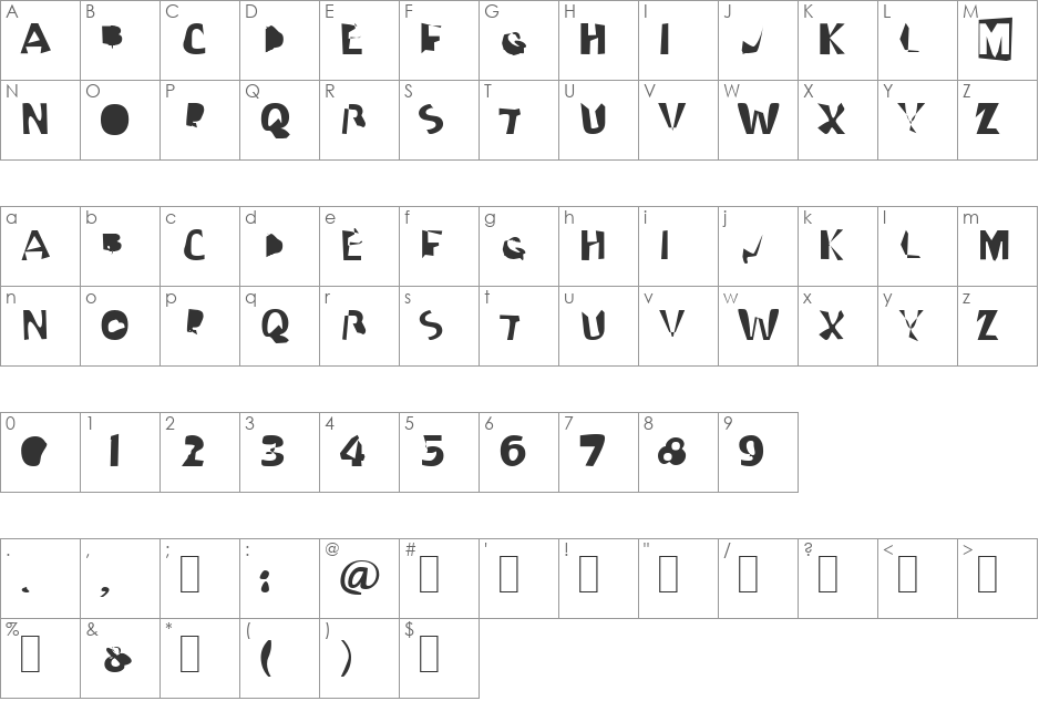 Weird Looking Type font character map preview