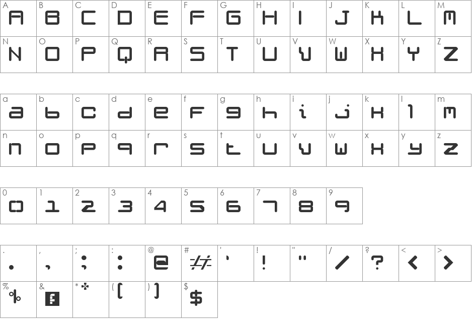 Weird Science NBP font character map preview