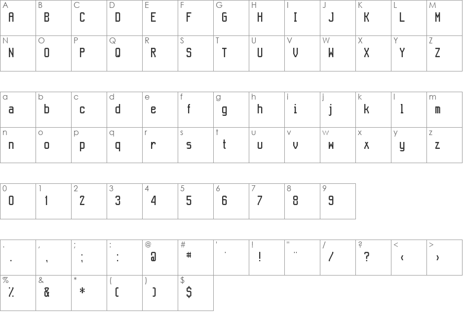 Aeroport font character map preview
