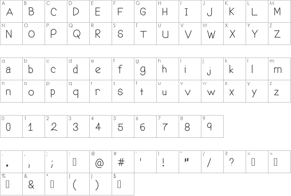 welcome me font character map preview
