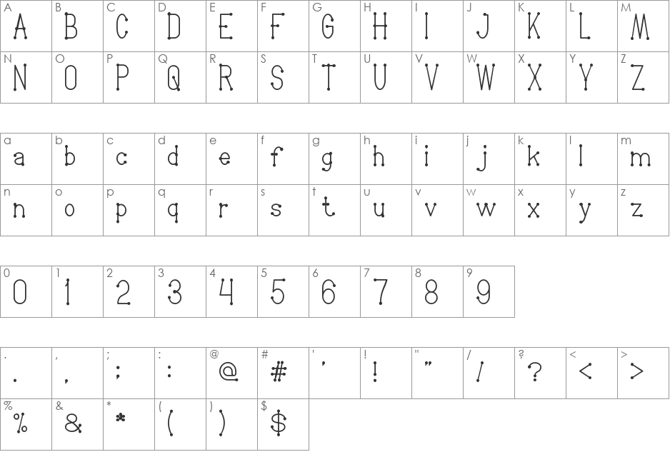 Welcome To Planet Earth font character map preview