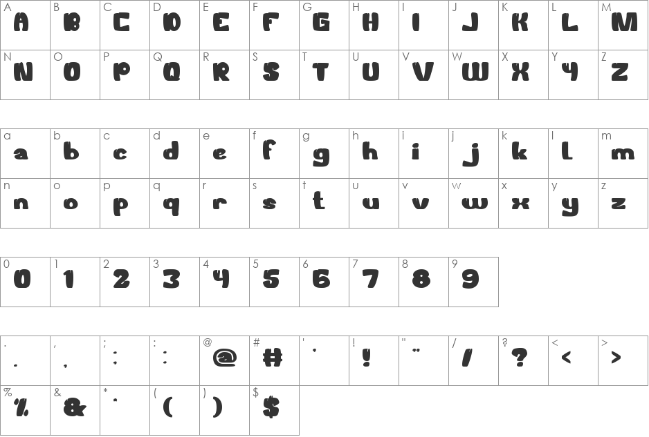 WELCOME TO THE JUNGLE font character map preview