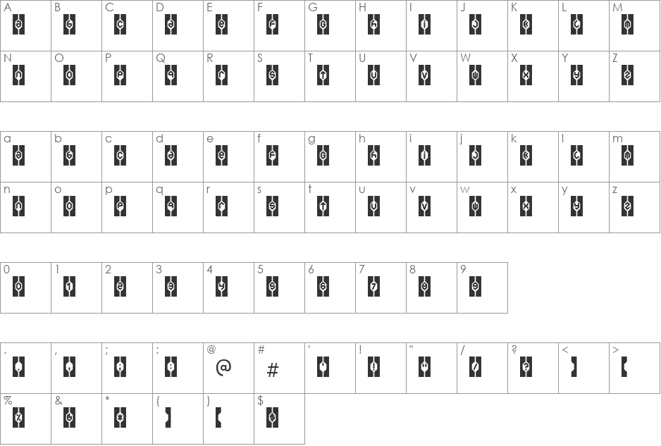 Welfare Brat font character map preview