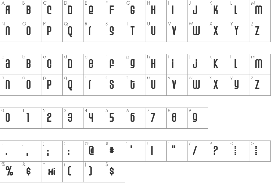 Weltron Power font character map preview