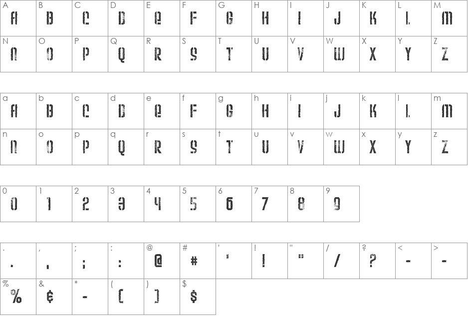 Weltron Urban font character map preview