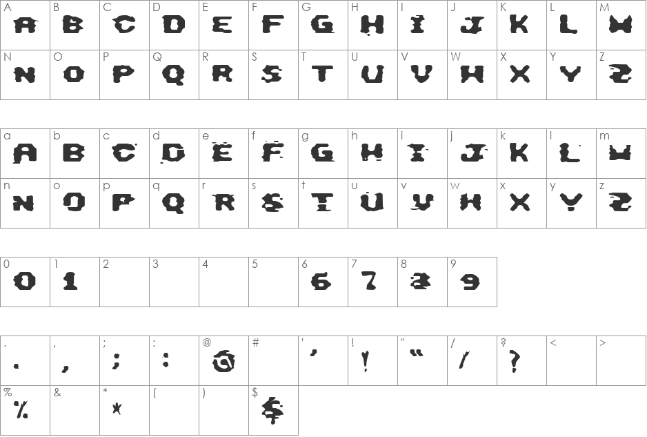 Wenteck Bold font character map preview