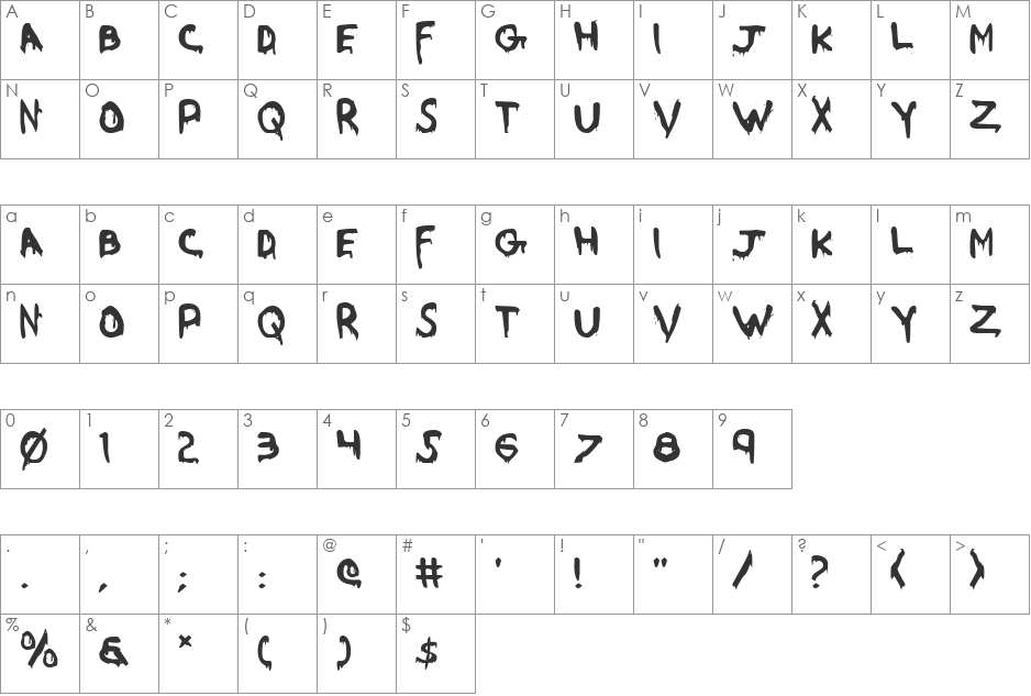 Were-Beast font character map preview