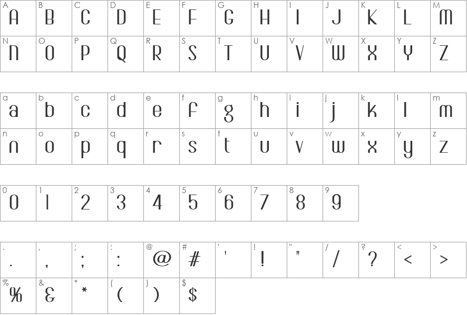 WesleyPosterJF font character map preview