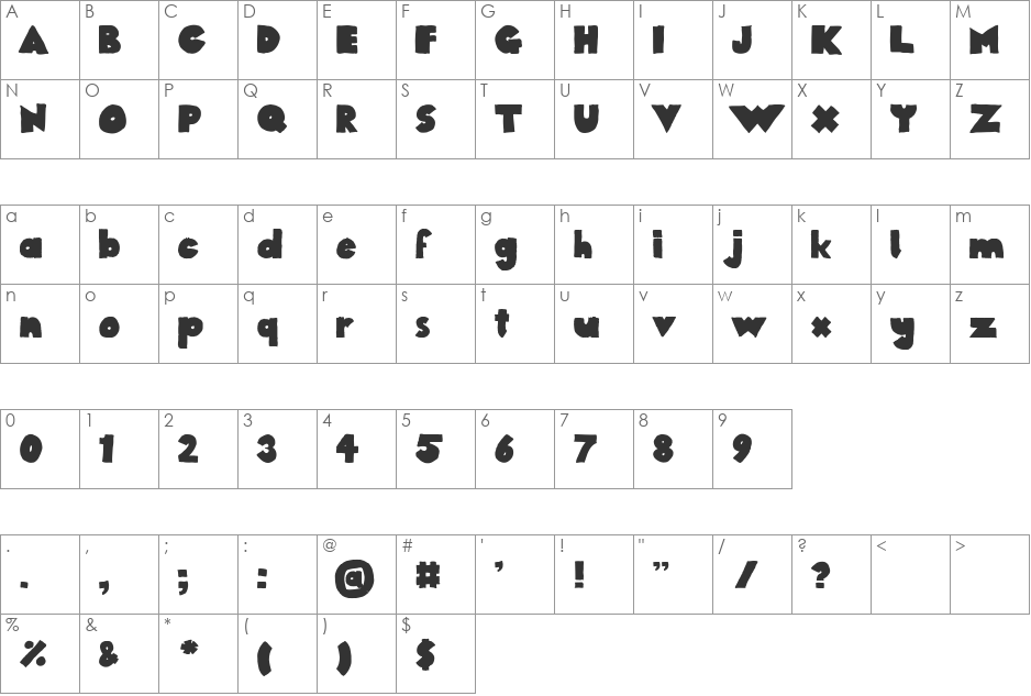 Westfalia Sans font character map preview